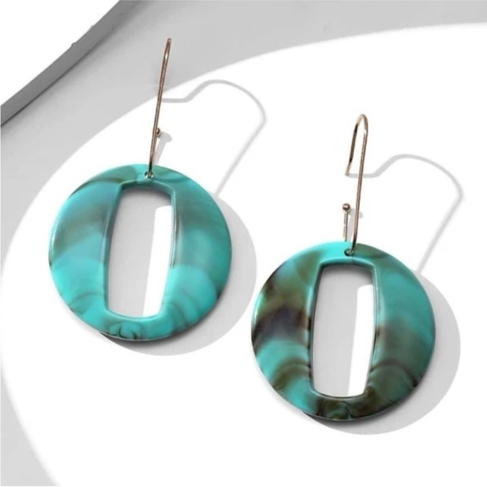 Trendy Turquoise-Colored Round Earrings